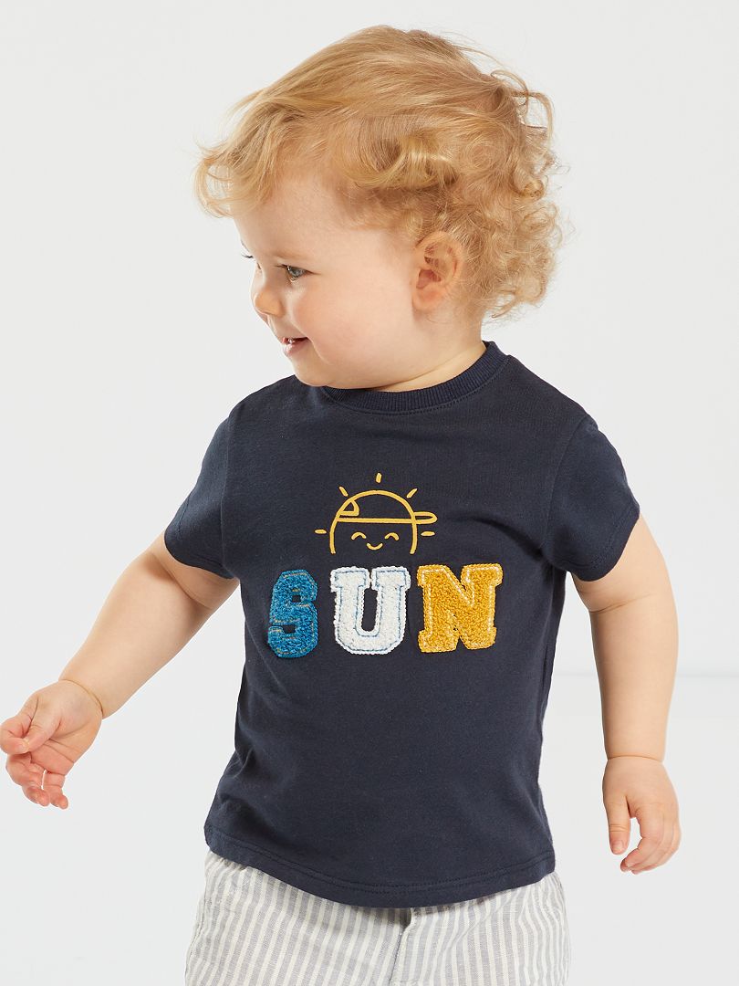 T-shirt imprimé 'Sun' bleu marine - Kiabi