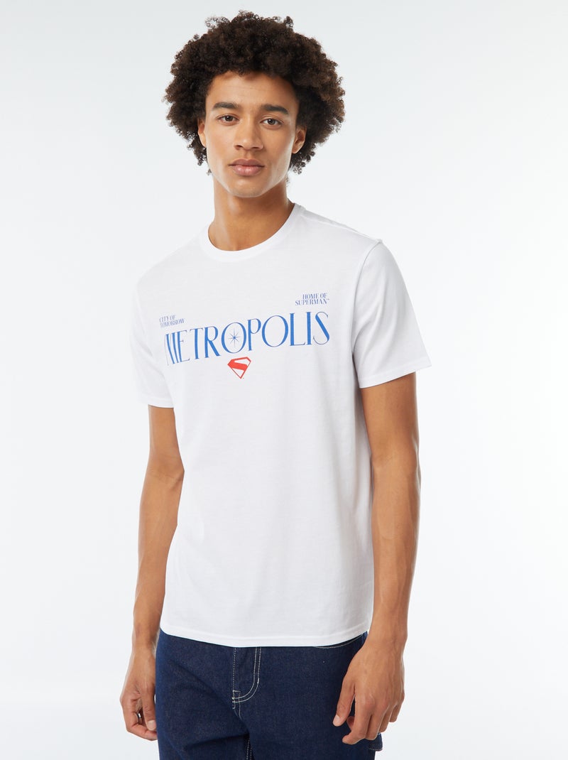 T-shirt imprimé 'Super-man' Blanc - Kiabi