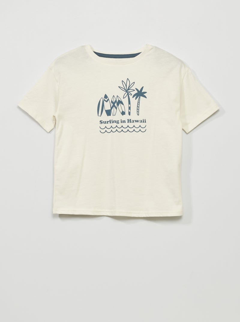 T-shirt imprimé 'Surf' 'Hawaï' Blanc - Kiabi