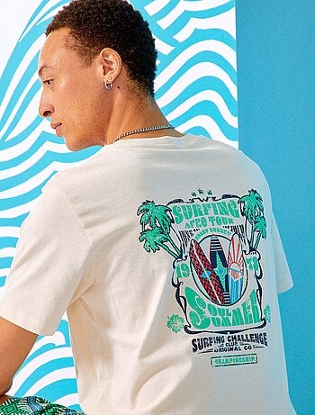 T-shirt imprimé 'surf' manches courtes - Kiabi