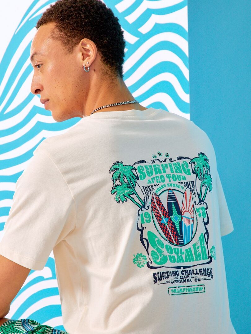T-shirt imprimé 'surf' manches courtes Blanc - Kiabi