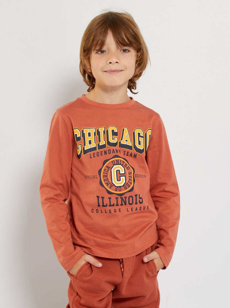 T-shirt imprimé terre cuite - Kiabi