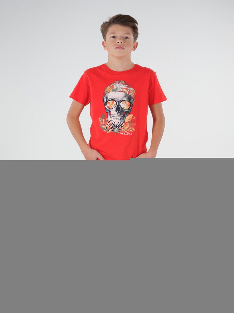 T-shirt imprimé tête de mort 'Deeluxe' Rouge carmin - Kiabi