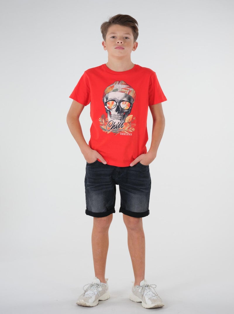 T-shirt imprimé tête de mort 'Deeluxe' Rouge carmin - Kiabi