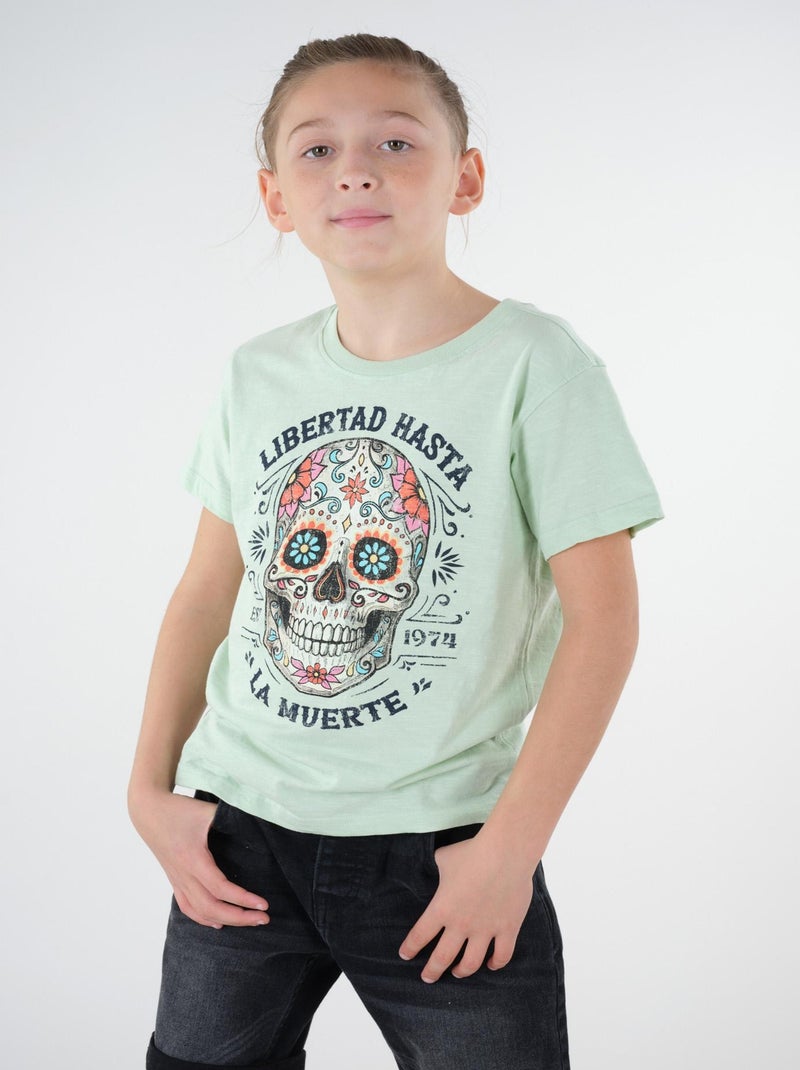 T-shirt imprimé tête de mort 'Deeluxe' Vert clair - Kiabi