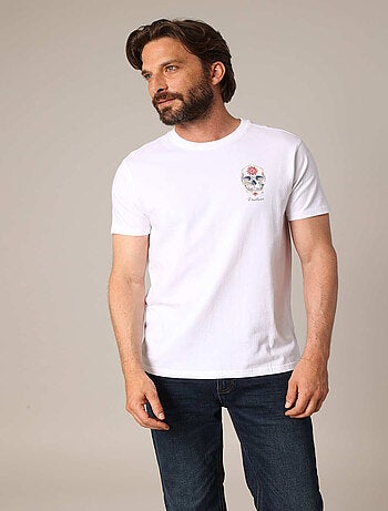 T-shirt imprimé tête de mort et mandala en 100% coton 'deeluxe'
