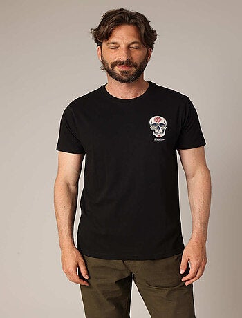 T-shirt imprimé tête de mort et mandala en 100% coton 'deeluxe'