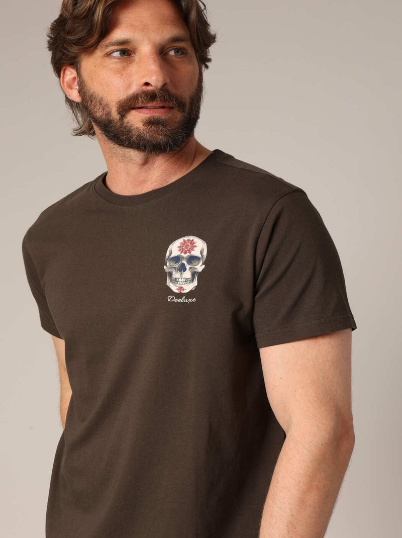 T-shirt imprimé tête de mort et mandala en 100% coton 'Deeluxe' Vert foncé - Kiabi