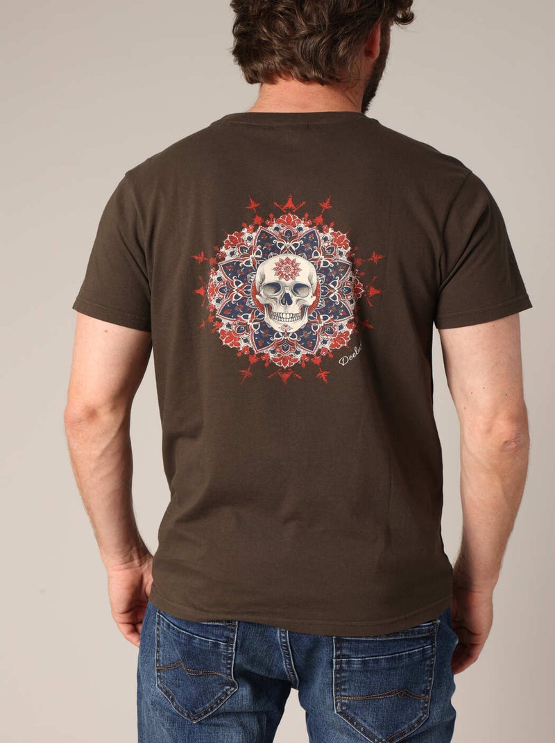 T-shirt imprimé tête de mort et mandala en 100% coton 'Deeluxe' Vert foncé - Kiabi