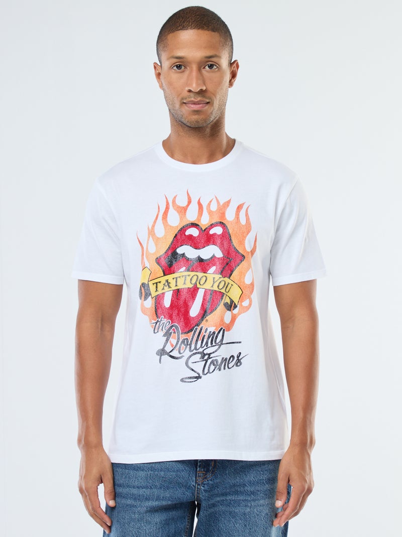 T-shirt imprimé 'The Rolling Stones' à manches courtes Blanc - Kiabi