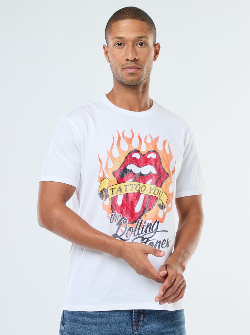 T-shirt imprimé 'The Rolling Stones' à manches courtes Blanc - Kiabi
