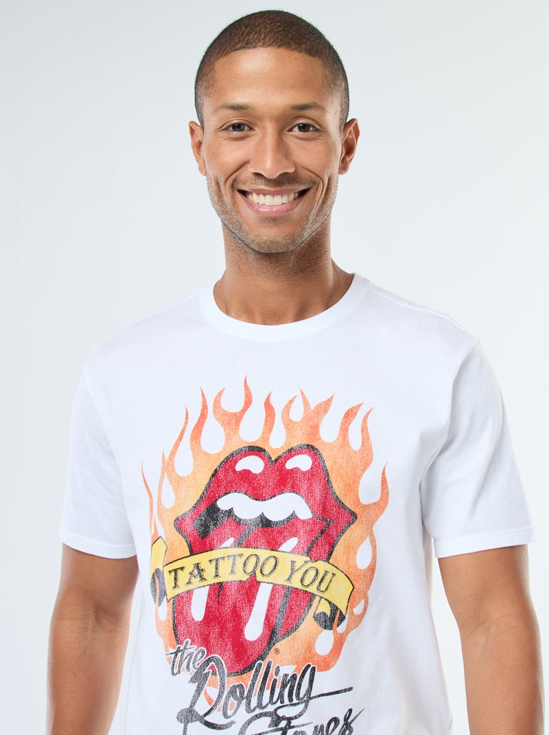 T-shirt imprimé 'The Rolling Stones' à manches courtes Blanc - Kiabi