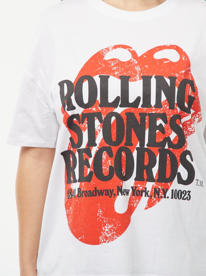 T-shirt imprimé 'The Rolling Stones' manches courtes blanc - Kiabi
