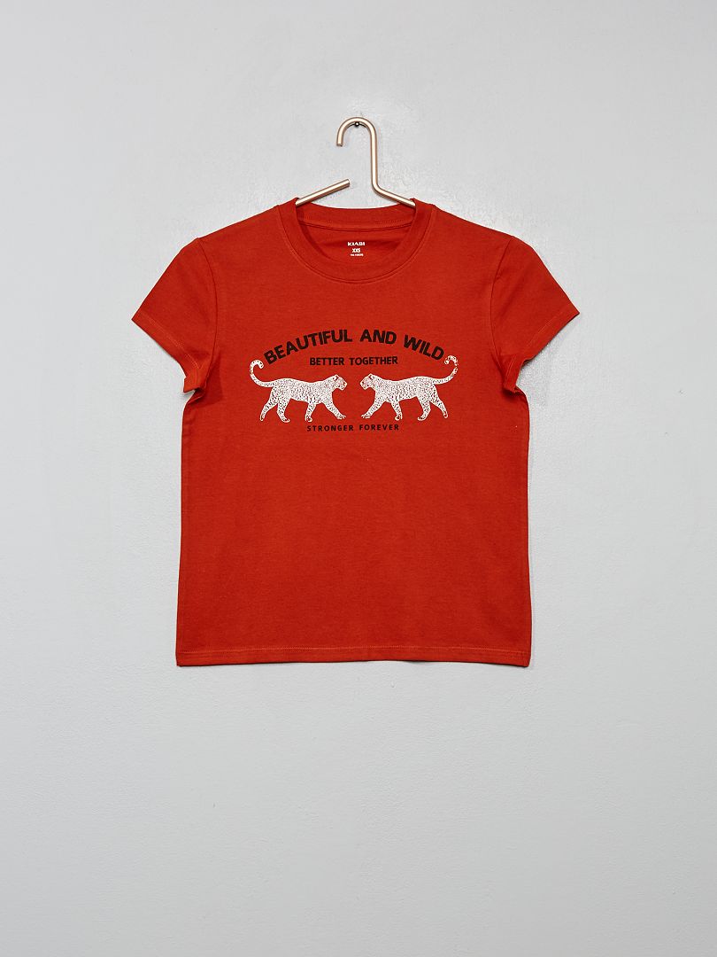 T-shirt imprimé 'tigre' orange - Kiabi