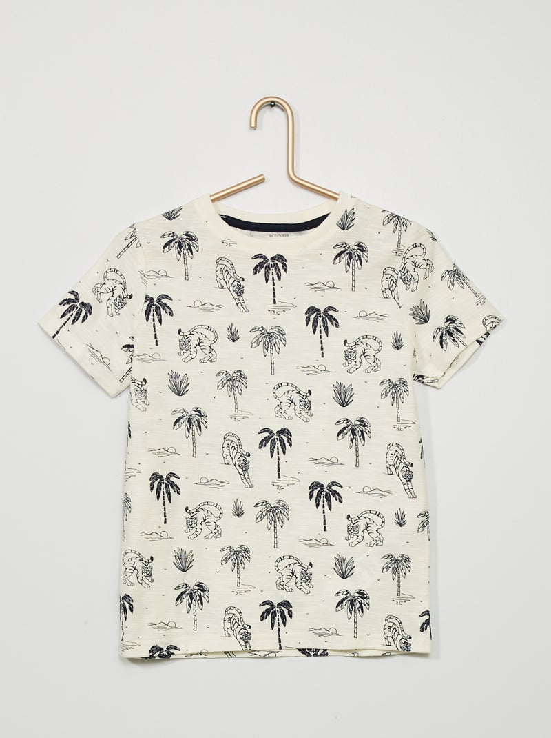 T-shirt imprimé 'tropical' Blanc - Kiabi