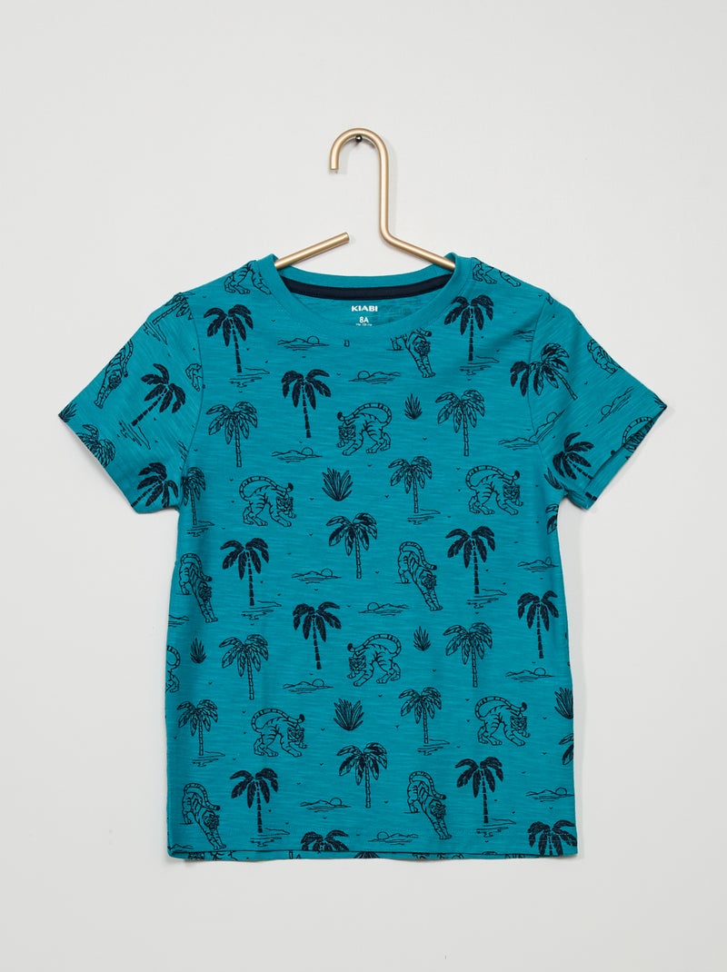 T-shirt imprimé 'tropical' Bleu azur - Kiabi