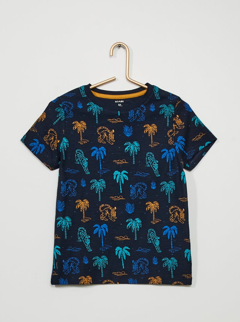 T-shirt imprimé 'tropical' Bleu - Kiabi