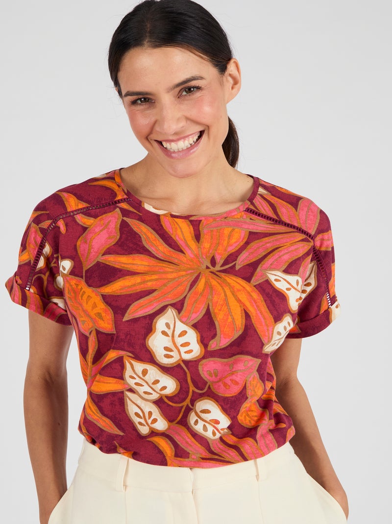 T-shirt imprimé tropical Climatyl - Damart Rouge - Kiabi
