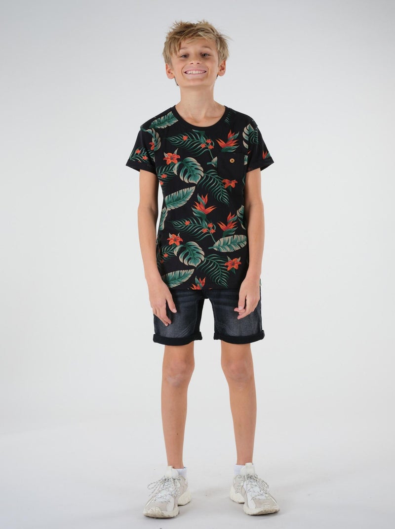 T-shirt imprimé tropical 'Deeluxe' Noir - Kiabi