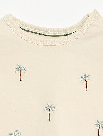 T-shirt imprimé tropique' manches courtes en coton