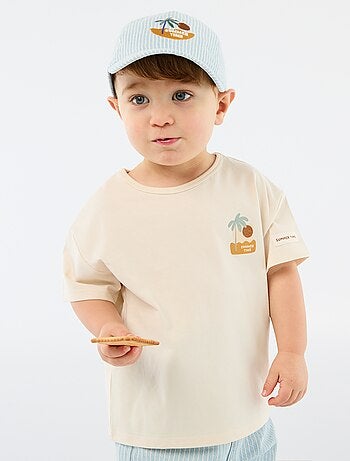 T-shirt imprimé tropique' manches courtes en coton