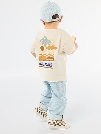T-shirt imprimé tropique' manches courtes en coton