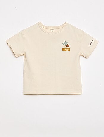 T-shirt imprimé tropique' manches courtes en coton