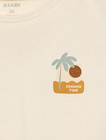 T-shirt imprimé tropique' manches courtes en coton
