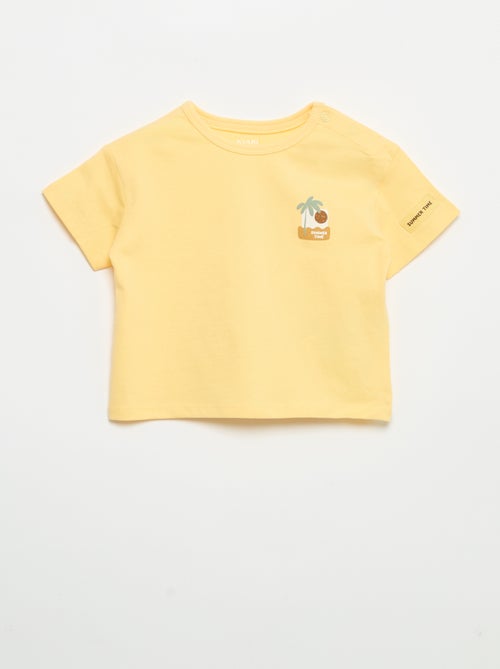 T-shirt imprimé tropique' manches courtes en coton - Kiabi