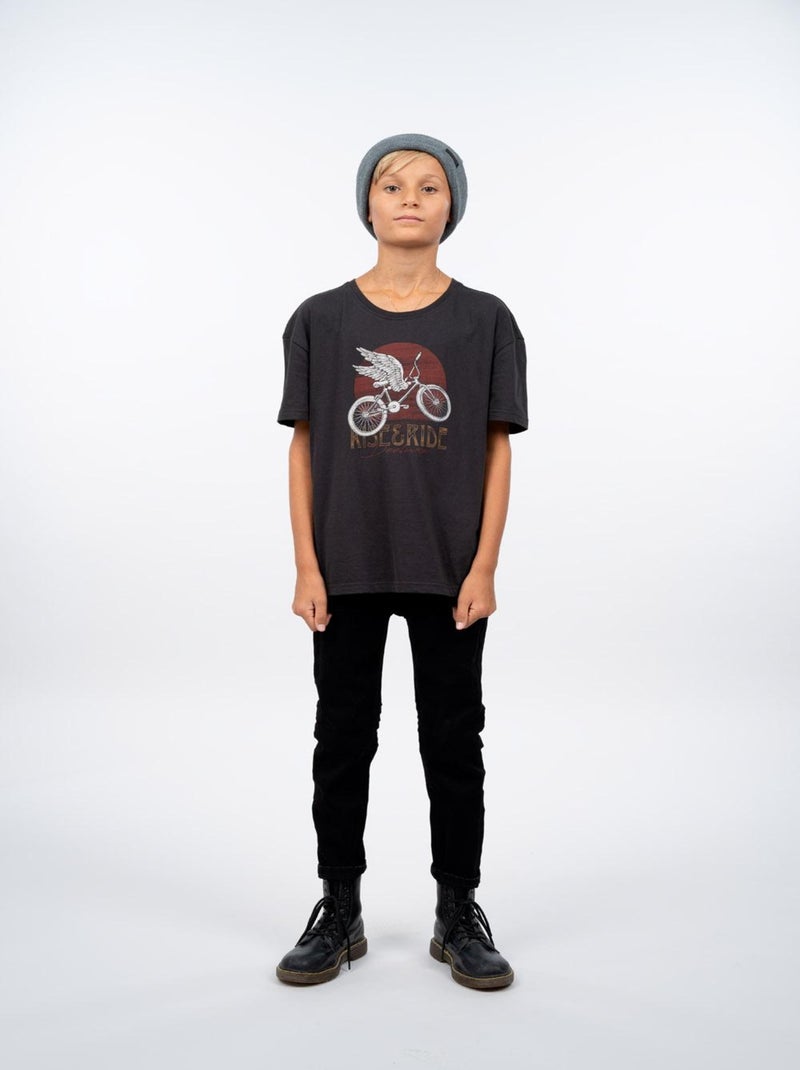 T-shirt imprimé vélo ailé 'Deeluxe' gris anthracite - Kiabi
