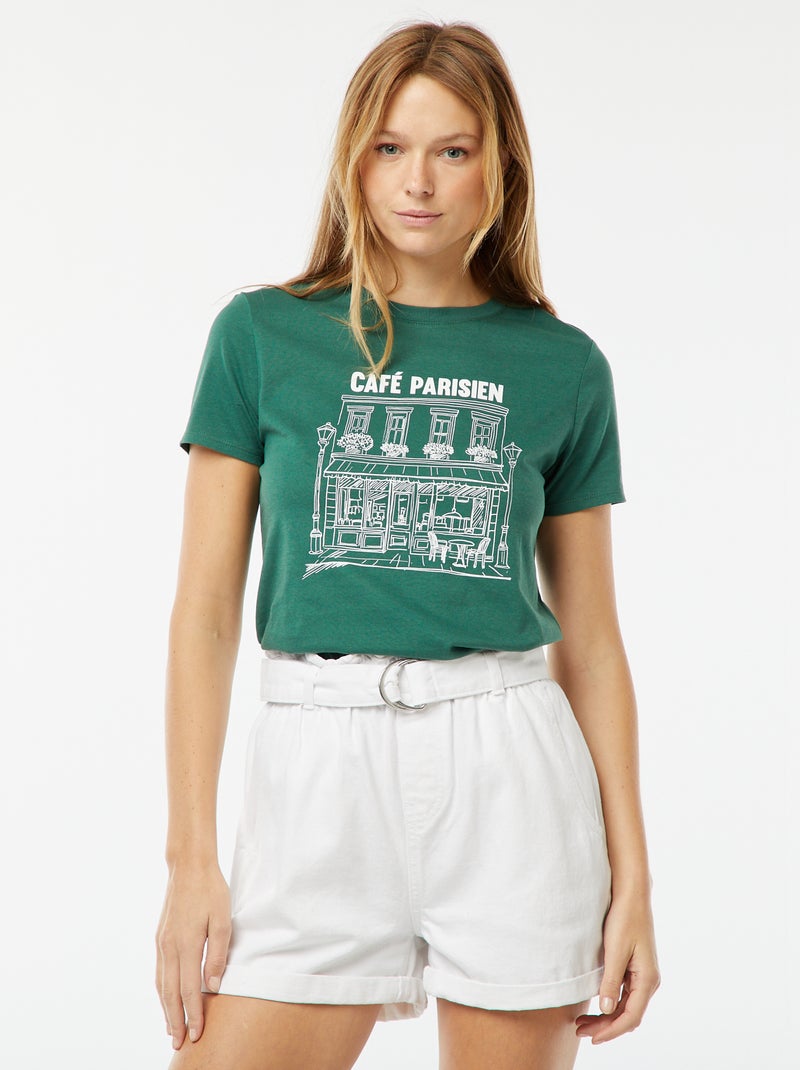 T-shirt imprimé Vert - Kiabi