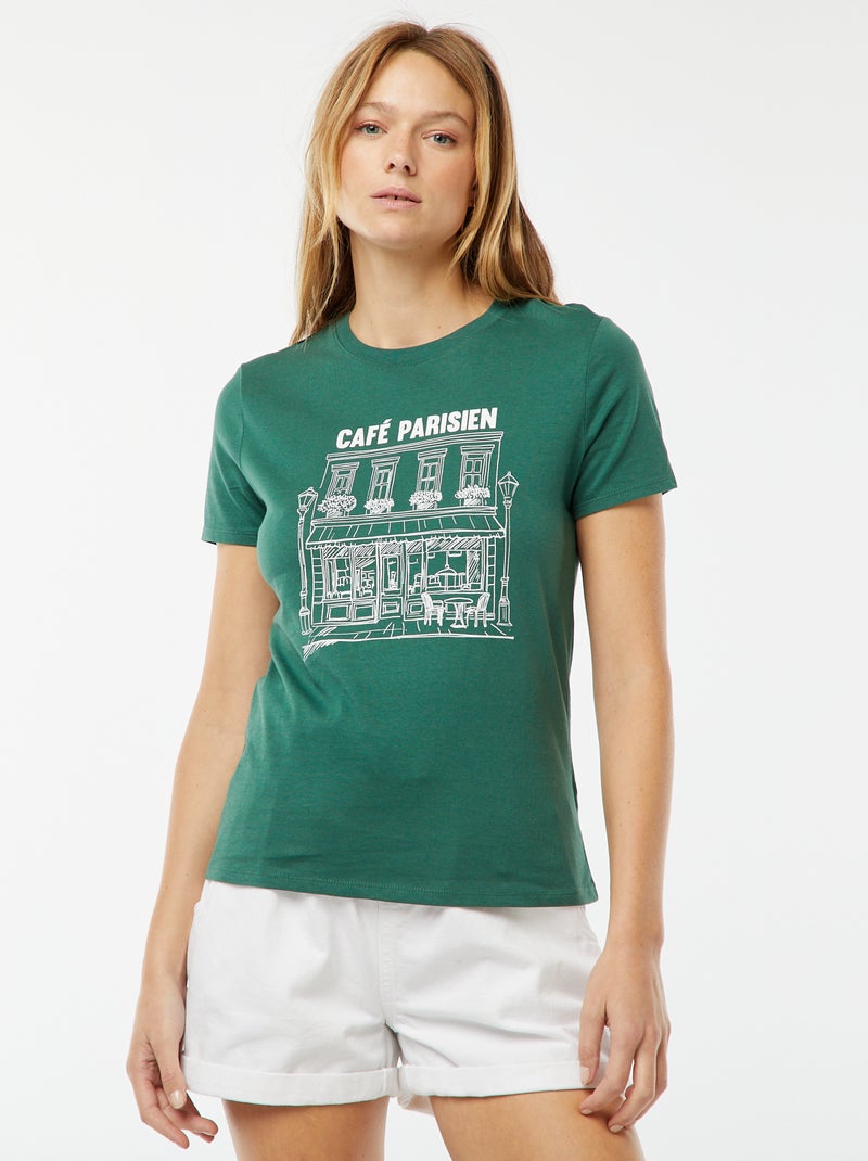 T-shirt imprimé Vert - Kiabi