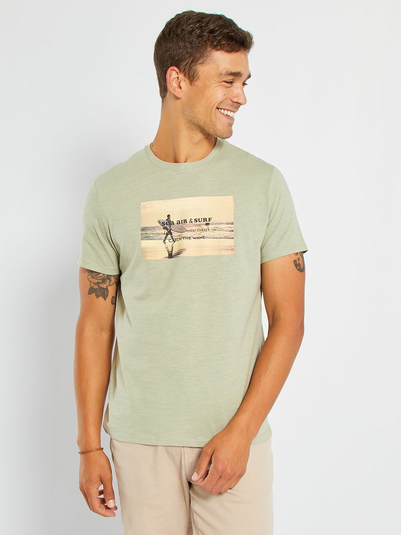 T-shirt imprimé vert pâle - Kiabi