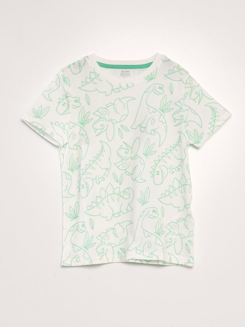T-shirt imprimé Vert/blanc - Kiabi