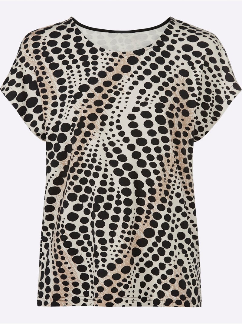 T-shirt Imprimé Viscose - Taille Standard - Witt Marron - Kiabi