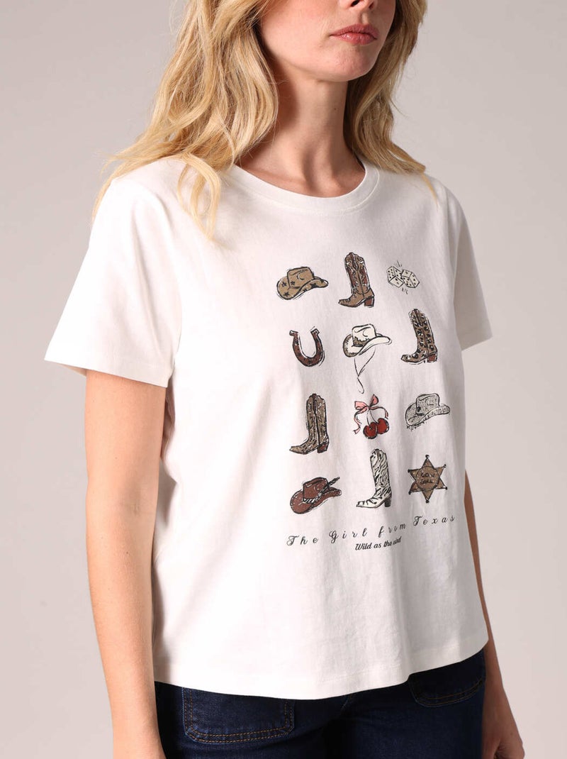 T-shirt imprimé western 100 % coton 'Deeluxe' Blanc - Kiabi