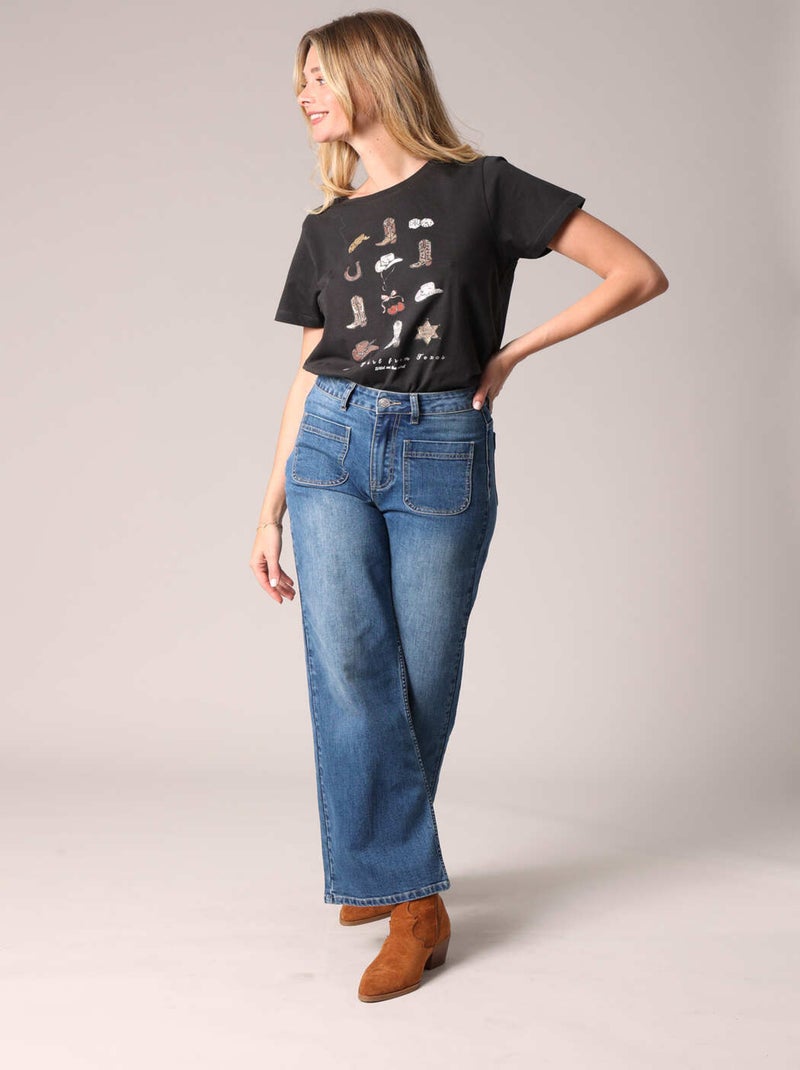 T-shirt imprimé western 100 % coton 'Deeluxe' gris anthracite - Kiabi