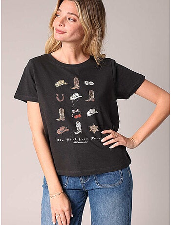 T-shirt imprimé western 100% coton 'deeluxe'