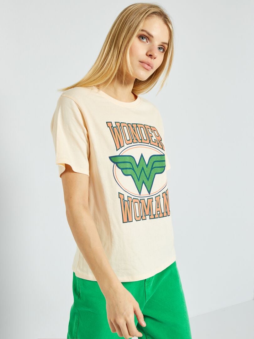 T-shirt  imprimé 'Wonder Woman' 'Dc Cosmics Originals' Beige - Kiabi