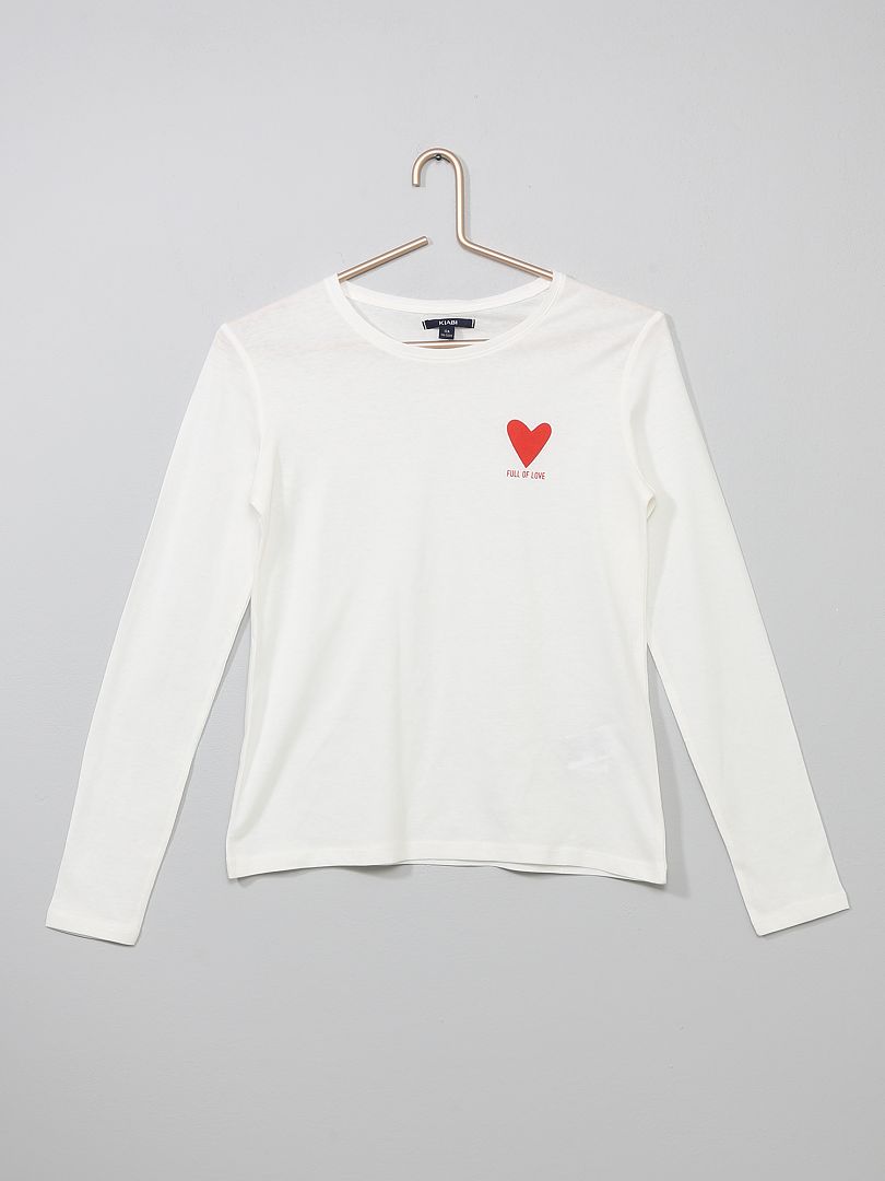 T-shirt imprimée en pur coton blanc - Kiabi