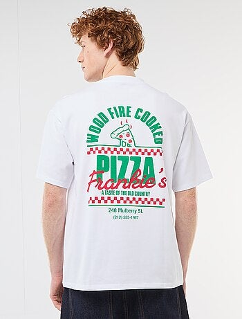 T-shirt imprimés devant et dos en coton uni