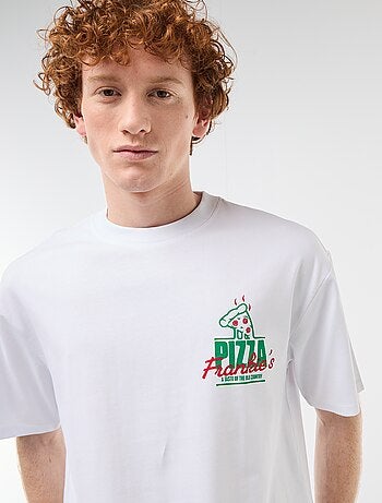T-shirt imprimés devant et dos en coton uni
