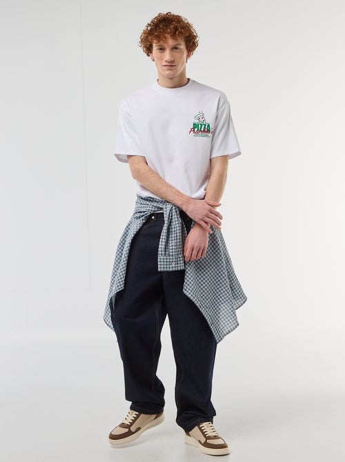 T-shirt imprimés devant et dos en coton uni - Kiabi