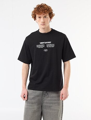 T-shirt imprimés devant et dos en coton uni