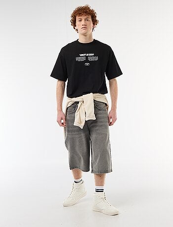 T-shirt imprimés devant et dos en coton uni