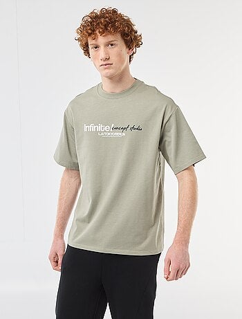 T-shirt imprimés devant et dos en coton uni
