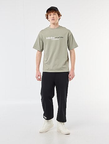 T-shirt imprimés devant et dos en coton uni