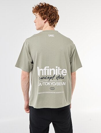 T-shirt imprimés devant et dos en coton uni