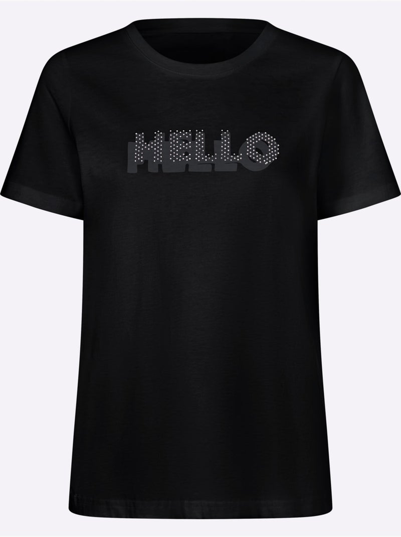 T-shirt Inscription - Taille Standard - Helline Noir - Kiabi