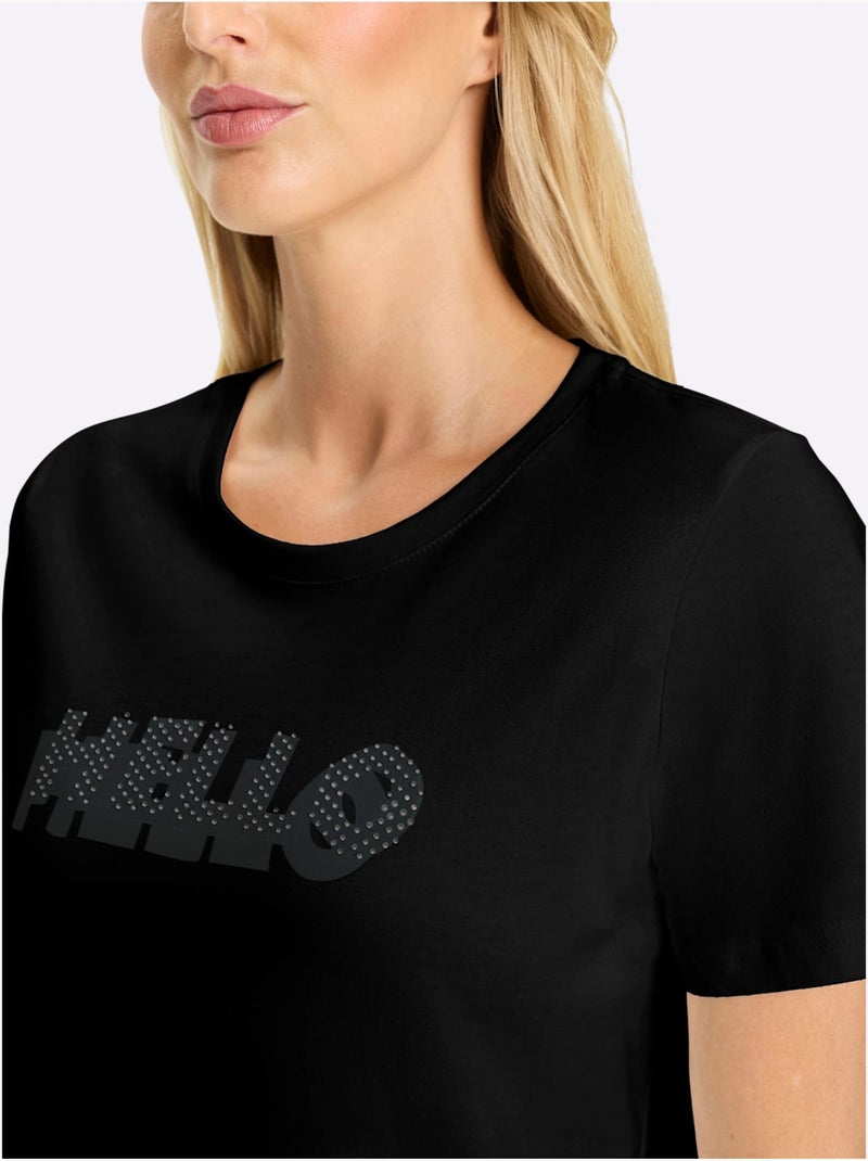 T-shirt Inscription - Taille Standard - Helline Noir - Kiabi